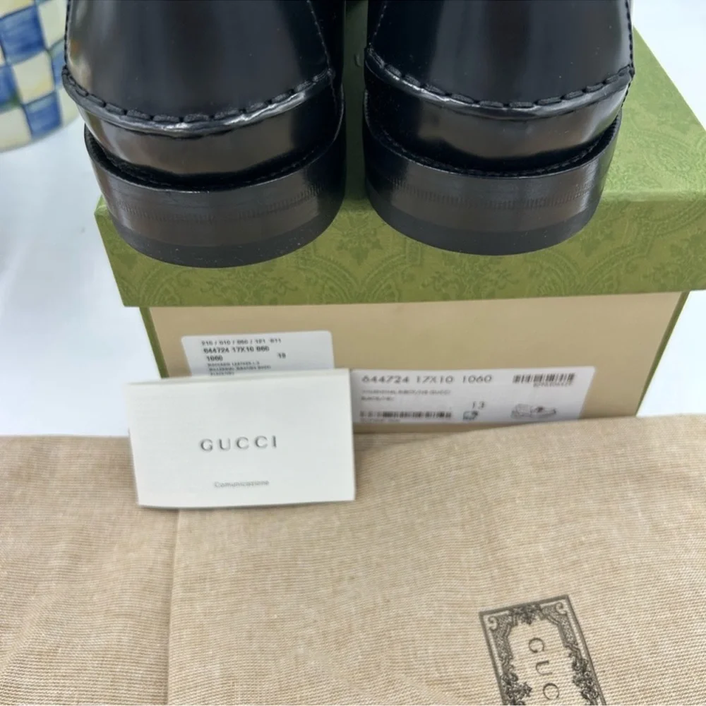 Men’s Gucci, black Kaveh interlocking G leather loafer size 13 made in Italy - Picture 8 of 12